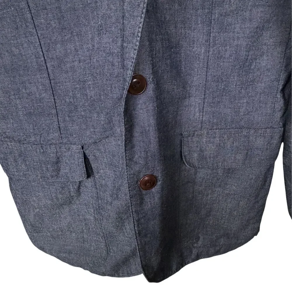 J.Crew Blazer Mens XS Japanese Chambray Blue Unstructured 100% Cotton Preppy